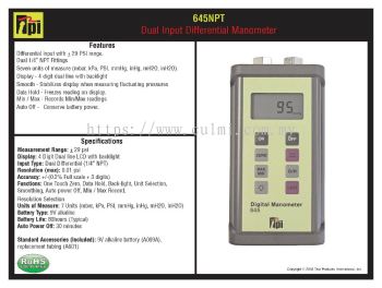 TPI-645NPT Dual Input Differential Manometer