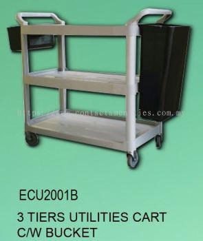 ECU2001B 3 Tiers Big Utilities Cart c/w Bucket