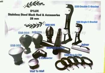 Stainless Steel Black Rod & Accessories 28mm