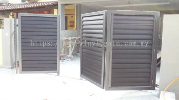 Mild Steel Metal Folding Gate and Fully Aluminum Wood Plate with Po