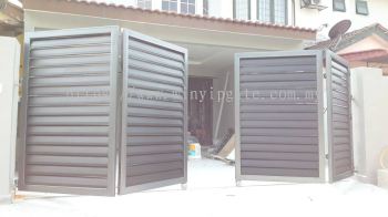 Mild Steel Metal Folding Gate and Fully Aluminum Wood Plate with Po