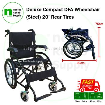 NL45-S-20 Deluxe Steel Compact DFA Wheelchair - 20' (Steel) - Black