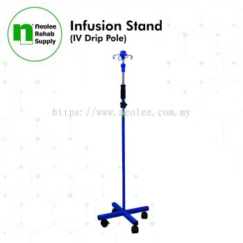 INFUSION STAND (IV DRIP POLE) - BLACK STAND 4 HOOKS