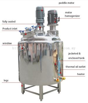 DOUBLE JACKETED ENCLOSED HEATING MIXING & HOMOGENIZING VACUUM STAINLESS STEEL TANK (CODE: 1080)