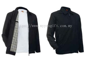 Unisex Long Sleeve Full Zip Office Jacket (with checker) EJ 0202 - Black,Checker