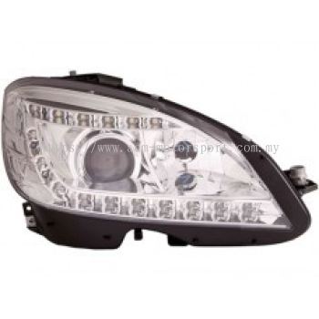 W204 07 Head Lamp Projector Chrome W/LED ( H7 )OR ( D1S Use )