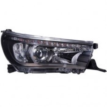Hilux Head Lamp Crystal Projector Black W/Sequential Signal LED