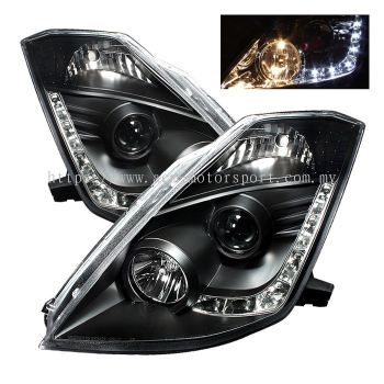 350Z `03 Head Lamp Projector Black W/DRL ( Compatible with Xenon )