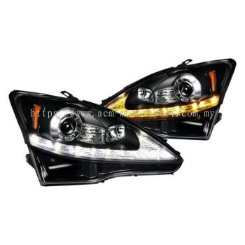 IS250 `06 Head Lamp Projector Black W/DRL ( Compatible with Xenon )