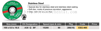 Reinforced Grinding Discs - Stainless Steel