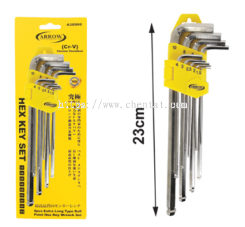 9 Pcs Extra Long Ball Point Hex Wrench Set (Cr-V)