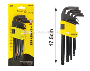 9 Pcs Ball Point Hex Wrench Set (Cr-V)