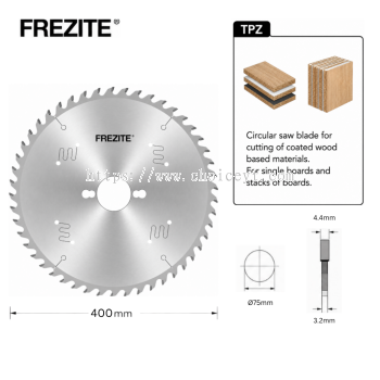 Frezite 16" X 4.4/3.2 x 75H X 72T TPZ TCT SCORING SAW BLADE (PLUS 2)
