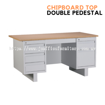 Chipboard Top with Double Pedestal Steel Office Desk (1.5M)