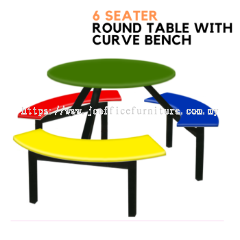 6 Seater Round with Curve Bench Fibreglass Canteen Table