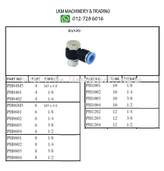 Pneumatic Fitting Push In - Banjo