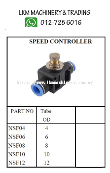 Pneumatic Fitting Push In - Speed Controller(tube to tube)