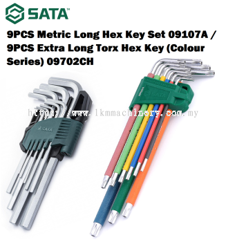 [LOCAL]SATA 09107A 9PCS Metric Long Hex Key Set/ 09702CH 9PCS Extra Long Torx Hex Key Set (Colour Series)