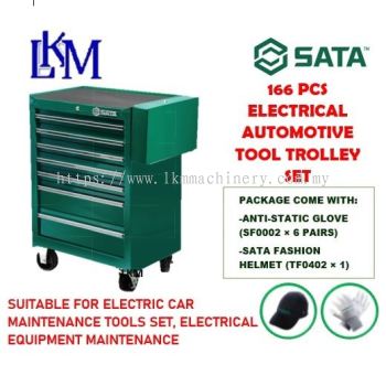 SATA 09937V7 166PCS Electrical Automotive Tool Trolley Set with Free Gift