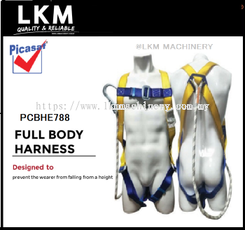 PICASAF PCBHE788 FULL BODY HARNESS WITH LANYARD & LARGE HOOK 100% POLYESTER