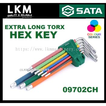 SATA 09101CH Colour Series 9pcs Extra Long Antislip Ball Point Hex Key Set Allen Key