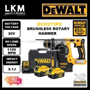 DEWALT DCH273P2 BRUSHLESS ROTARY HAMMER 3 MODE 20V 5.0AH 24MM 2.4J 1100RPM COME WITH 2 BATTERY 1 CHARGER
