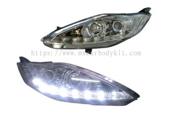 FORD FIESTA 2009 & ABOVE HEAD LAMP PROJECTOR CHROME W/DRL + MOTOR