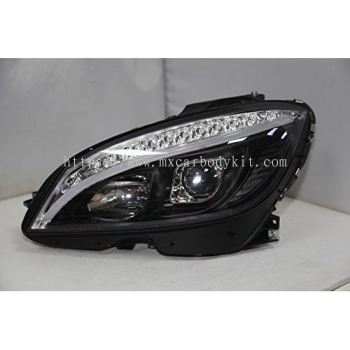 MERCEDES BENZ W204 2007 HEAD LAMP PROJECTOR WITH LED + LIGHT BAR