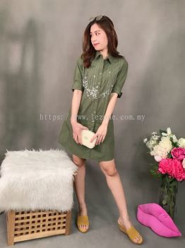81065 Embroiderd 3/4 Sleeved Dress