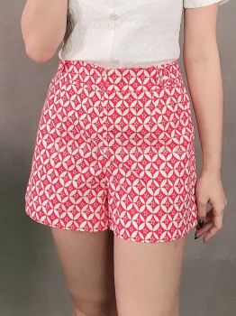 19042 Geometry Print Front Invisible Zip Short Pant
