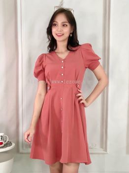 11407 Button Down Embellished Pleated Waist Dress 【1st 40% 2nd 50%】