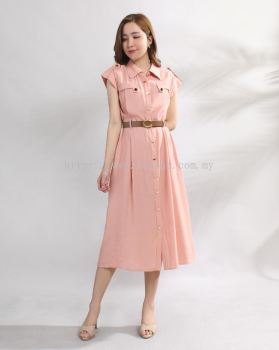 12270062 Front Button Down Sleeved Dress