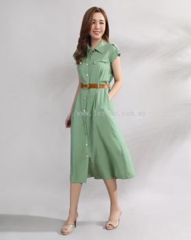 12270062 Plus Size Front Button Down Sleeved Dress