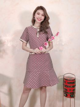22816  Round Neck Printed Butterfly Dress
