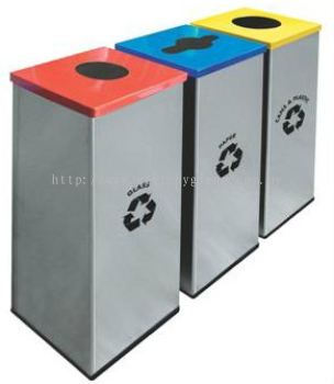 EH Square Recycle Bin c/w Stainless Steel Body & Mild Steel Cover 128
