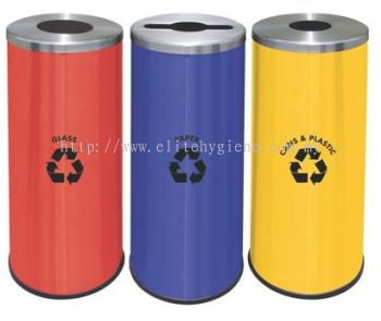 EH Round Recycle Bins c/w Mild Steel Body & Stainless Steel Cover 132