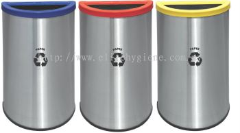 EH Semi Round Recycle Bins c/w Stainless Steel Body & Powder Coating Cover