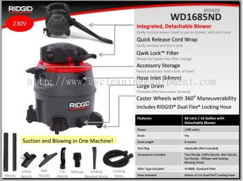60L Wet Dry Vacuum with Detachable Blower WD1685ND
