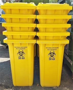 Yellow Medical Waste Bin 240L Bio hazard Bin