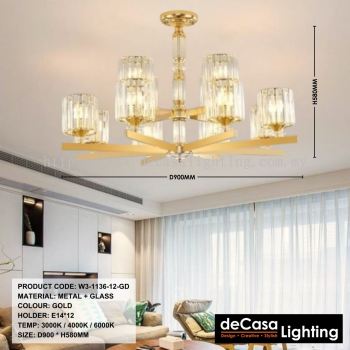 MODERN CREATIVE CRYSTAL CHANDELIER (W3-1136-12-GD)