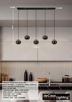 5 IN 1 MINIMALIST ROUND PENDANT LIGHT (P16133-5)
