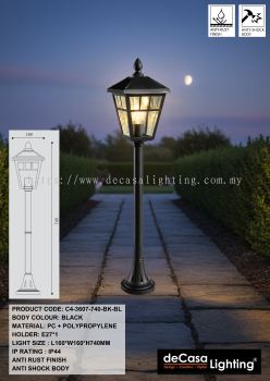ANTI RUST OUTDOOR BOLLARD - BLACK