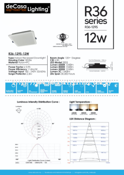 LED RECESSED DOWNLIGHT (R36-129S-12W)