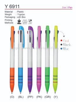 Y 6911 Plastic Pen (3 in 1 Pen) (A)