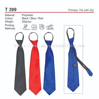 T399  Primary Tie with Zip (A)