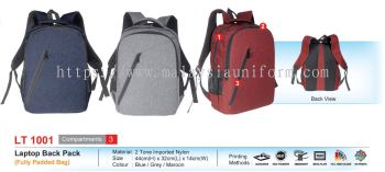 LT1001  Laptop Back Pack (Fully Padded Bag) (I)