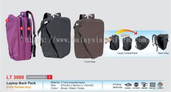 LT3088  Laptop Back Pack (Fully Padded Bag) (I)