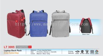 LT3085 Laptop Back Pack (Fully Padded Bag) (I)