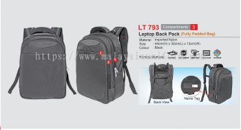 LT793 Laptop Back Pack (Fully Padded Bag) (I)