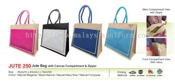 JUTE 250 Jute Bag with Canvas Compartment & Zipper (i)